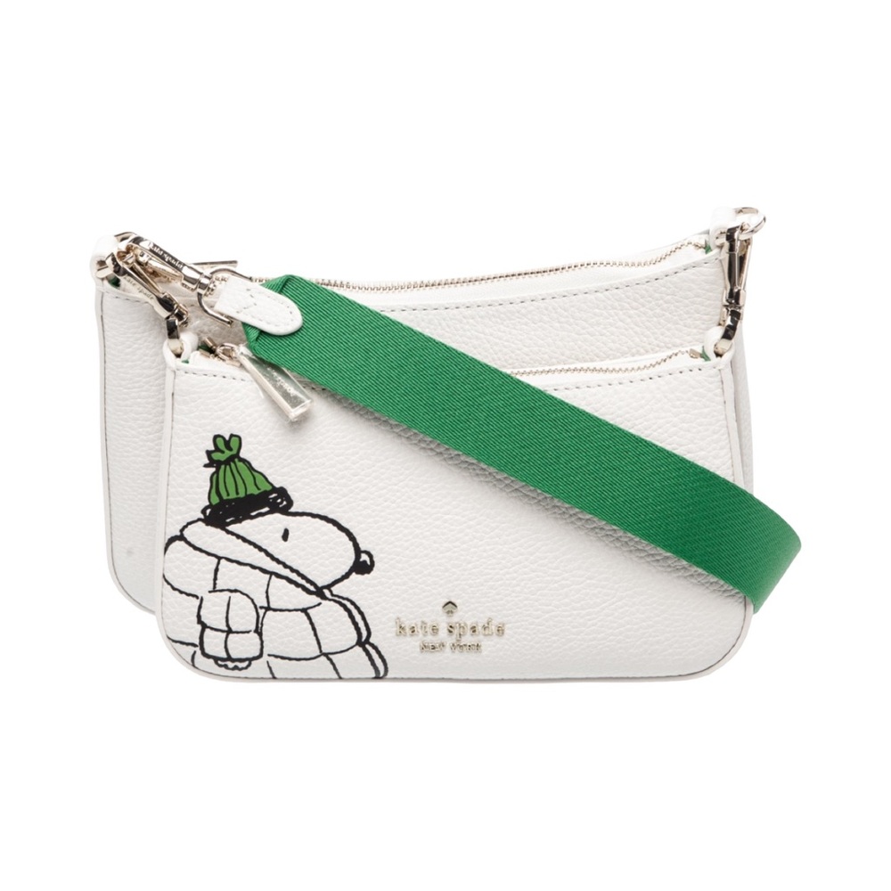 SOLD……..Kate Spade x Peanuts Snoopy White Leather Double Up Crossbody Bag - Picture 1 of 13